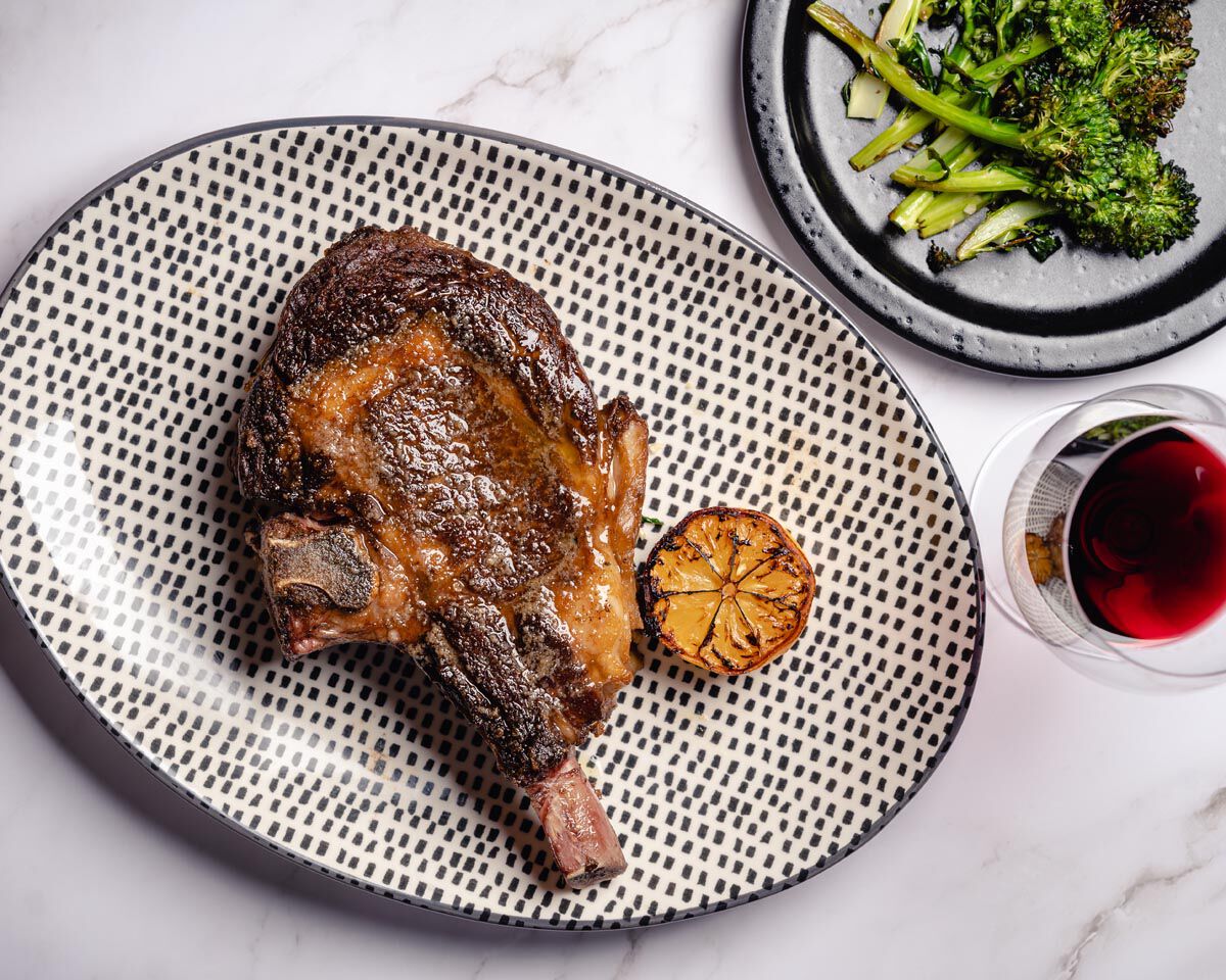 Bone-In Ribeye with Roast Brocolini &amp; Bagna Cauda Sauce