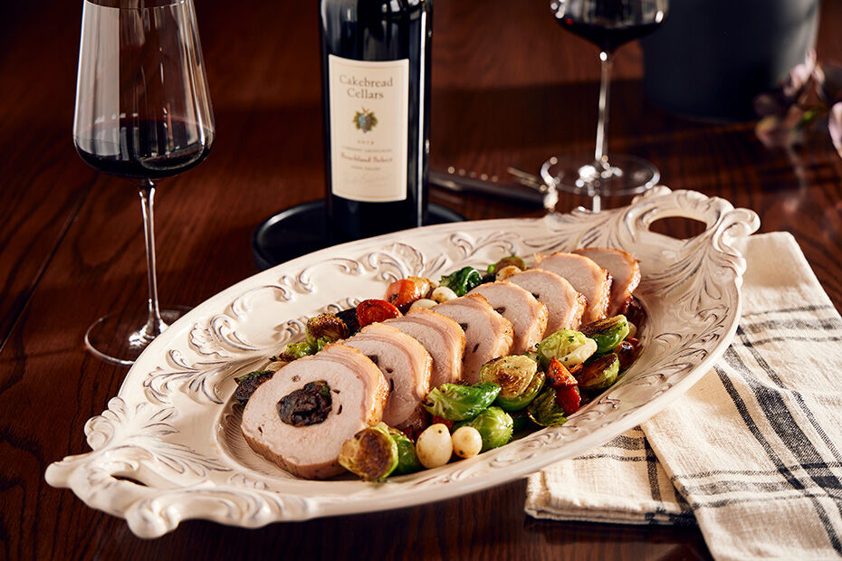 Roast Pork Loin with French Prune and Pecan Stuffing