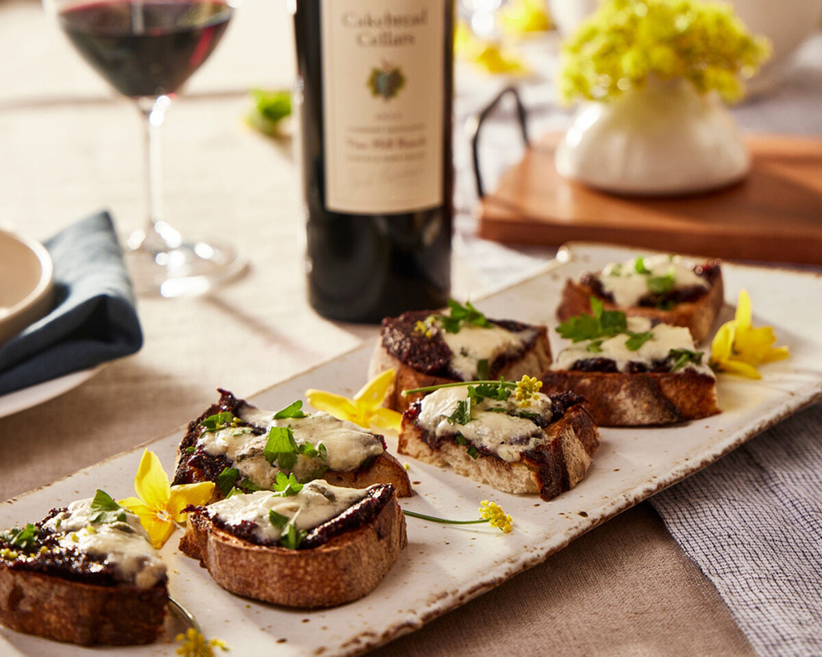 Bruschetta with Black Mission Figs and Point Reyes Blue Cheese