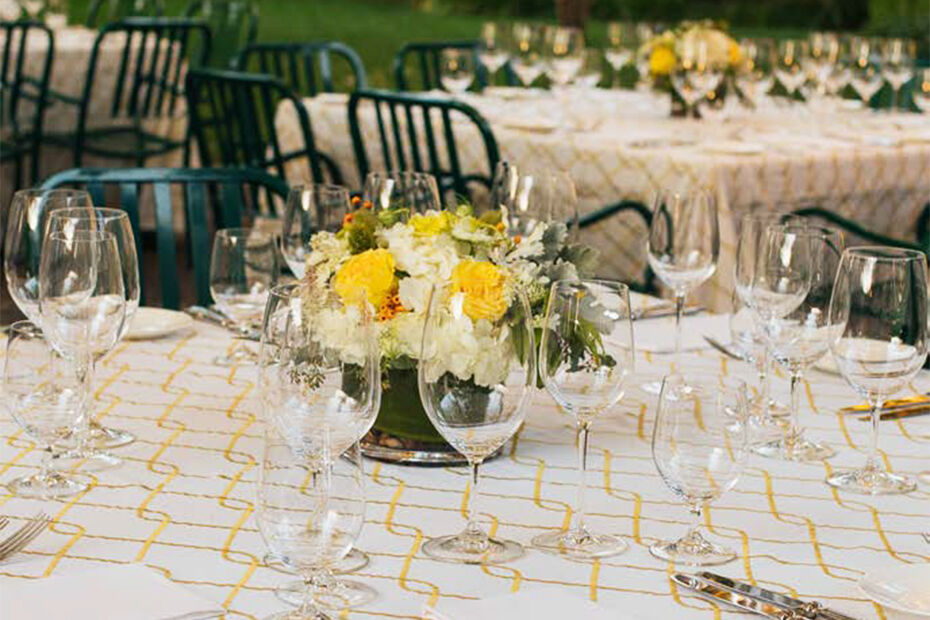 Outdoor luncheon table settings at Cakebread Cellars