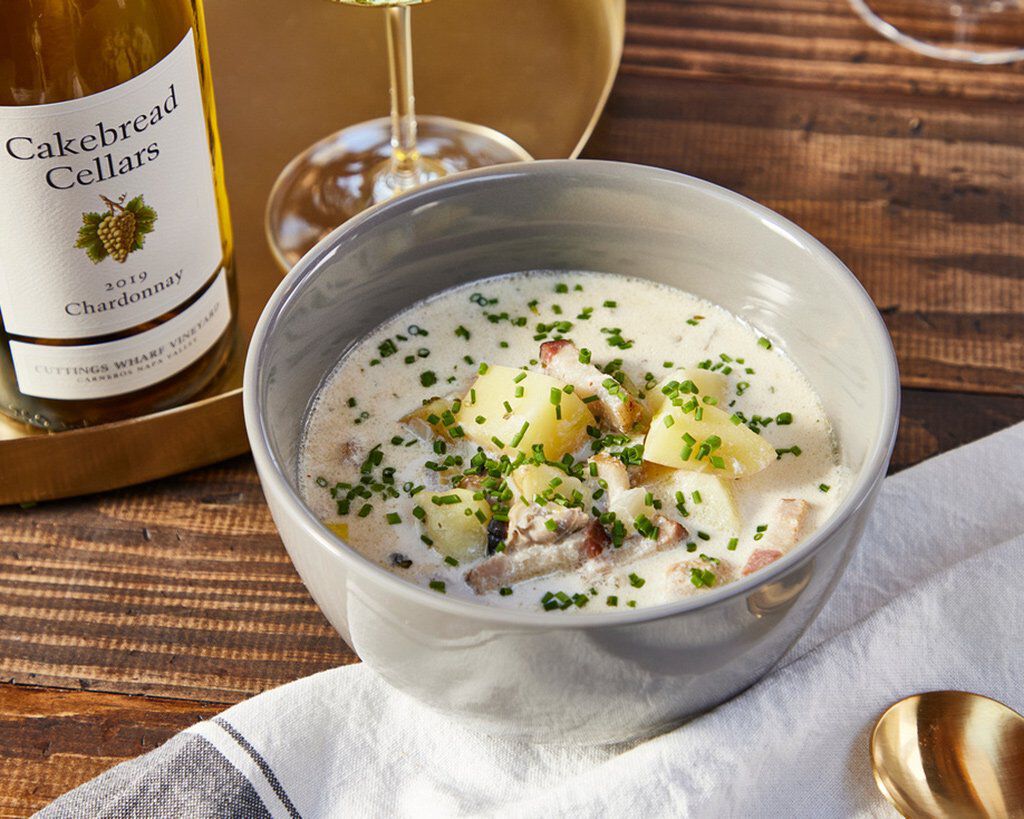 New England Clam Chowder with Leeks, Yukon Gold Potatoes and Smoked Bacon