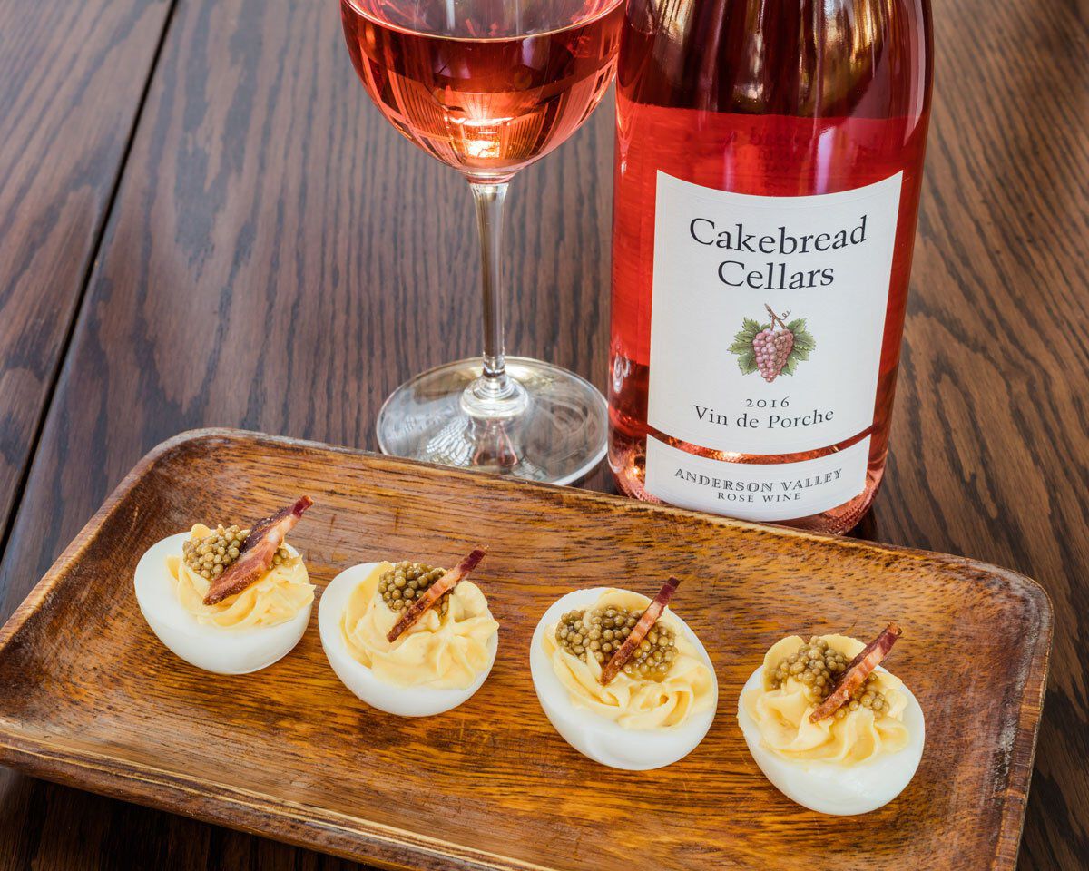 Deviled Eggs with Candied Bacon and Pickled Mustard Seeds