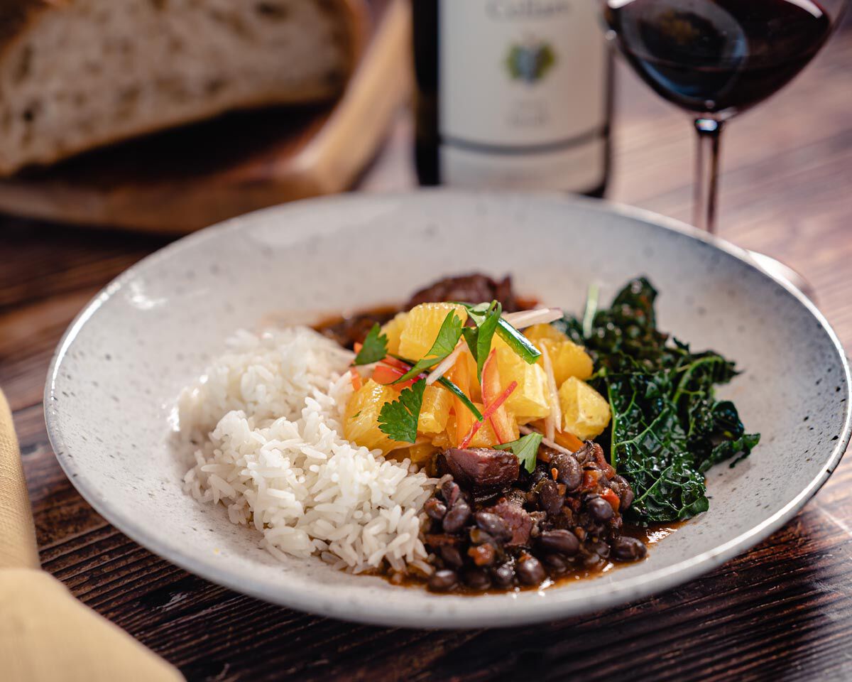 Scott&apos;s Brazilian Feijoada with Black Beans, Smoked Ham Hocks, Andouille Sausage, Kale and Steamed Rice